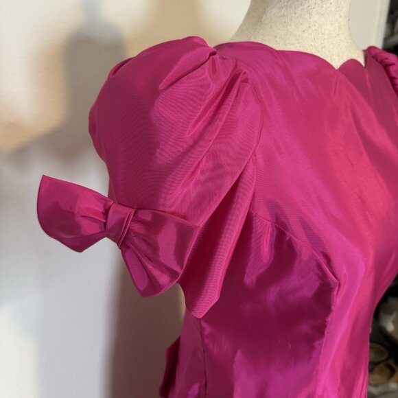 VTG Alfred Angelo Dress Small 80s Hot Pink Satin Bridesmaid Prom USA Union Made - Picture 3 of 16